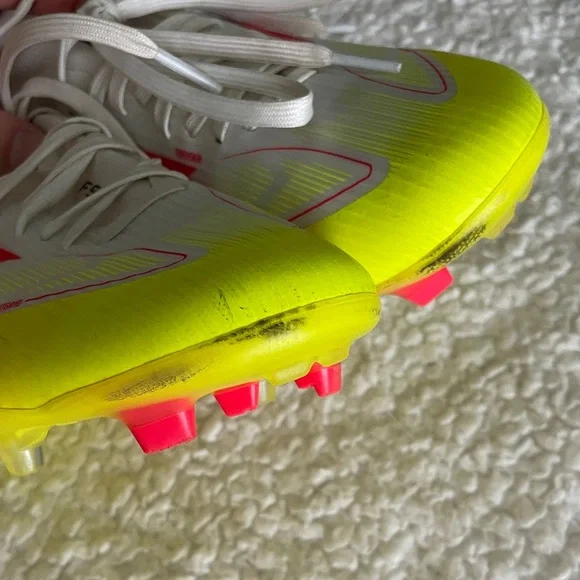 adidas Women's F50 League FG/MG Mid Soccer Cleats 7.5 white pink neon yellow - Picture 7 of 8